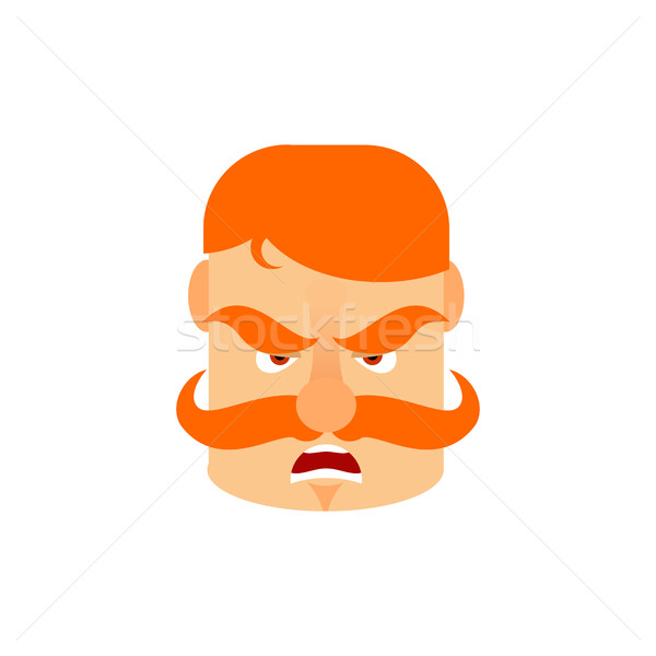 Vintage Irishman with red mustache angry Emoji. Retro Men face a Stock photo © popaukropa