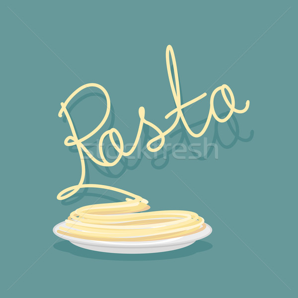 Placă paste fel de mâncare spaghete alimente mână Imagine de stoc © popaukropa