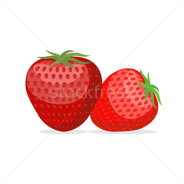 Strawberry. Two fresh red, ripe strawberries on white background Stock photo © popaukropa