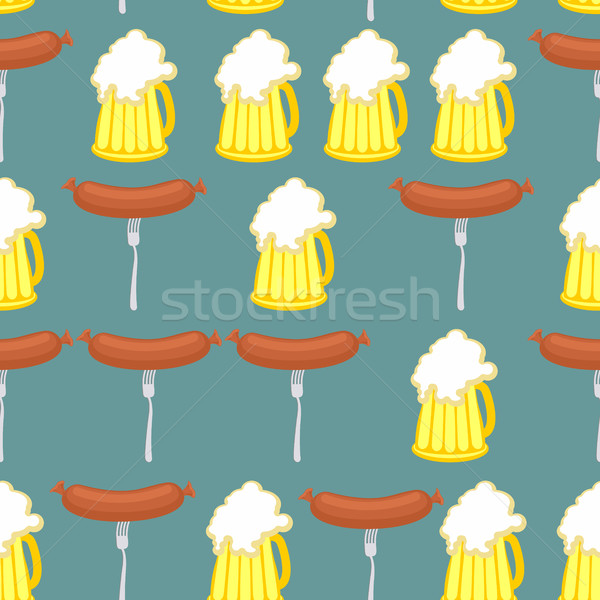 Sausage and beer seamless pattern. Symbol of German Oktoberfest  Stock photo © popaukropa