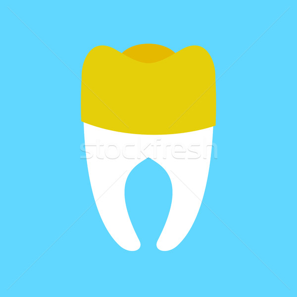 tooth with gold Dental crown isolated. Dentist illustration Stock photo © popaukropa