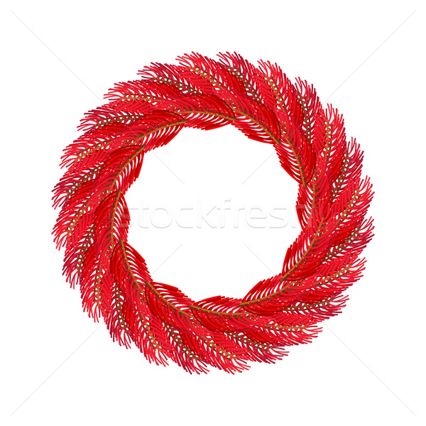 Christmas wreath red isolated. Fir branch circlet. Decoration fo Stock photo © popaukropa