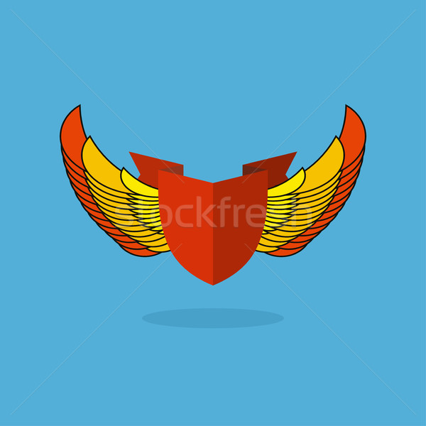 Stock photo: shield with wings and ribbon. heraldic shapes