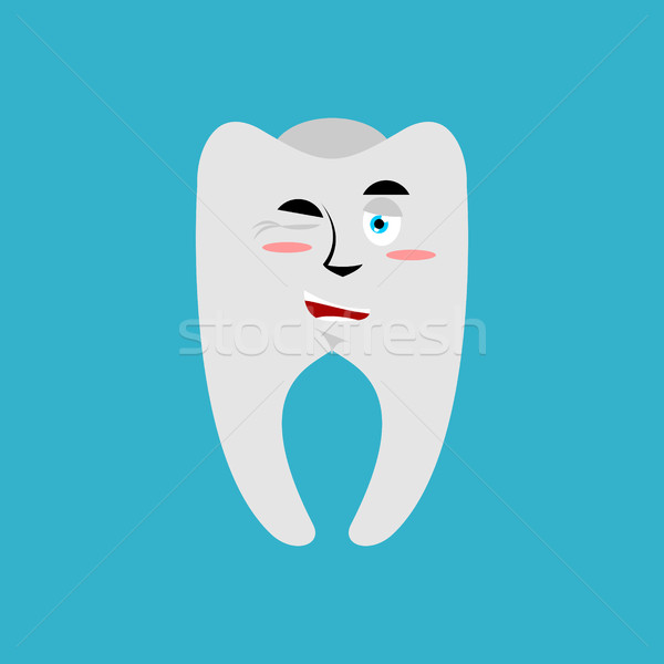 Tooth winks Emoji. Teeth emotion cheerful isolated Stock photo © popaukropa