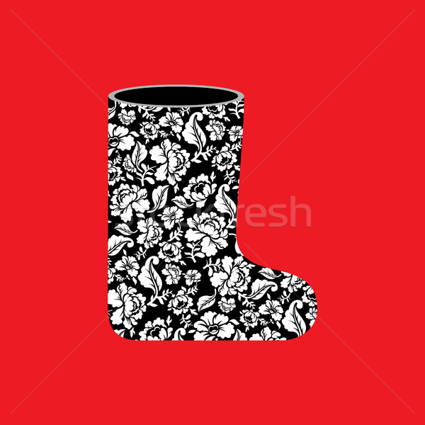 Stock photo: Russian winter boots (valenki) Khokhloma painting. Warm shoes in