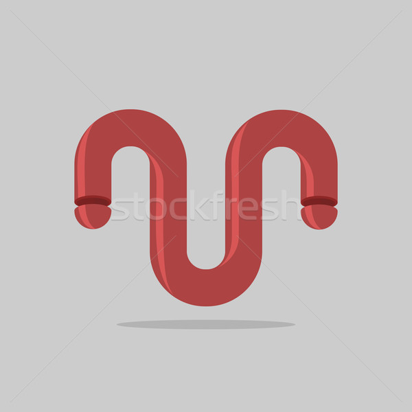 Abstract logo. Maroon 3D Bent trumpet. Business design template. Stock photo © popaukropa