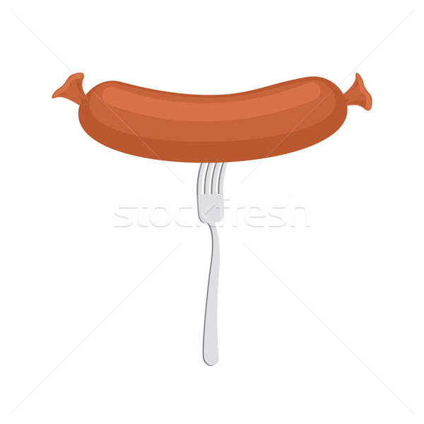 Sausage on a fork. Delicacy meat food. Vector illustration  Stock photo © popaukropa