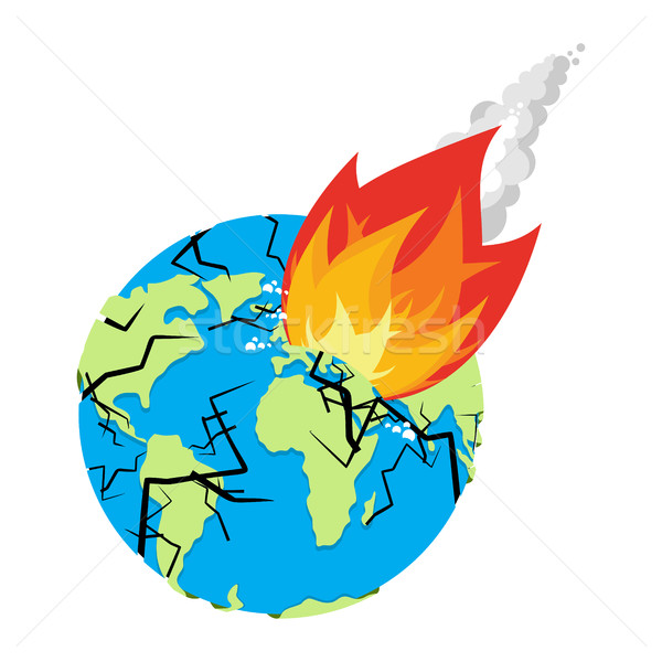 Meteoriet aarde planeet gevaar armageddon ramp Stockfoto © popaukropa