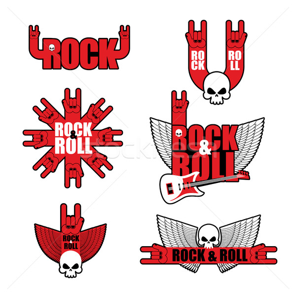 Set stâncă logo-ul muzical grup rula Imagine de stoc © popaukropa