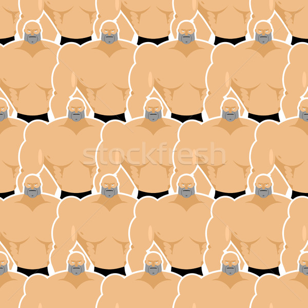 Stock photo: Bodybuilders seamless pattern. Many of male fitness models. Huge