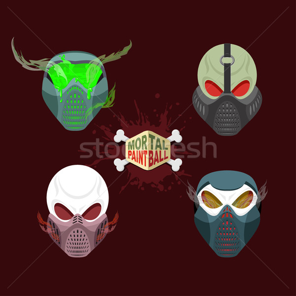 set paintball evil  mask. skull Mortal paintball Stock photo © popaukropa