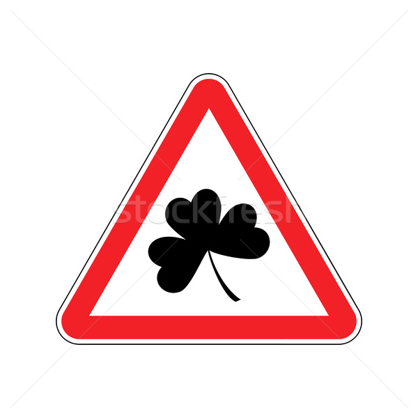 Irishman Warning. Clover on red triangle. Road sign attention sh Stock photo © popaukropa