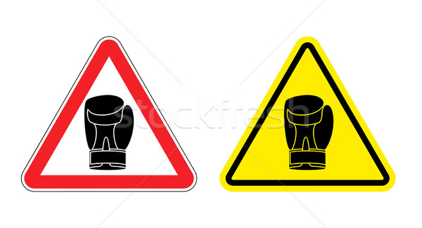 Warning sign attention Boxer. Hazard yellow sign fighters. Silho Stock photo © popaukropa