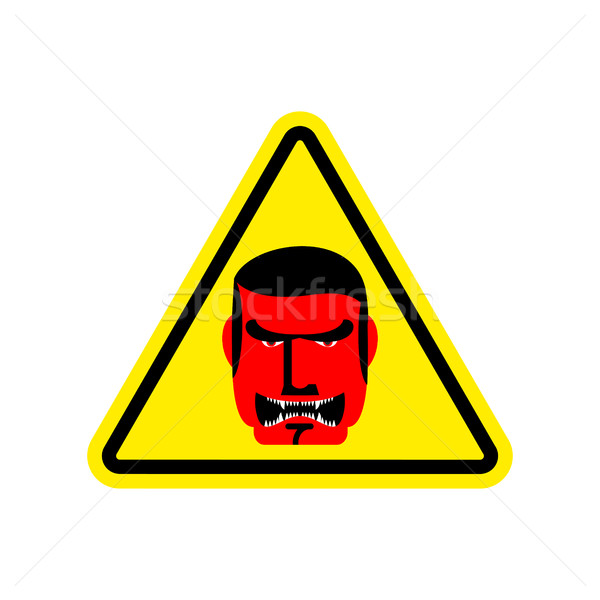 Angry Boss Warning sign yellow. Evil Head Hazard attention symbo Stock photo © popaukropa