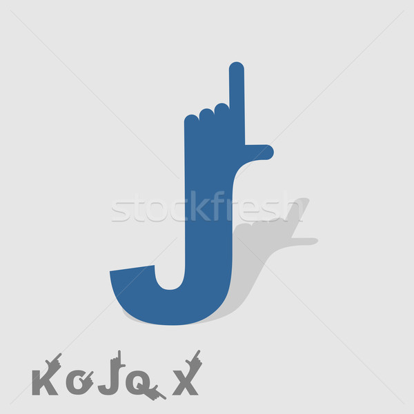 Letter J. Logo letters with a hand. Finger pointing. Letter of a Stock photo © popaukropa