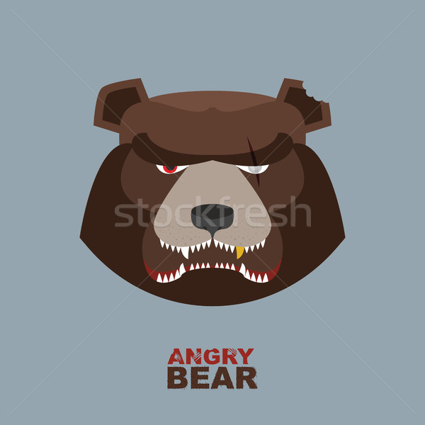Stock photo: Angry bear head mascot. Bear head logo for Hockey Club