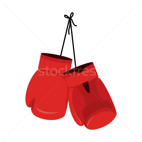 Enforcamento vermelho luvas de boxe boxeador equipamentos esportivos mão Foto stock © popaukropa