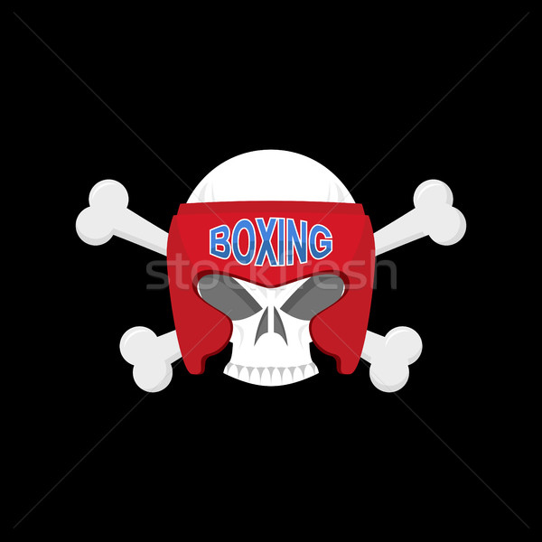 Boxing logo. Sports emblem. Skull and boxing gloves. Protective  Stock photo © popaukropa