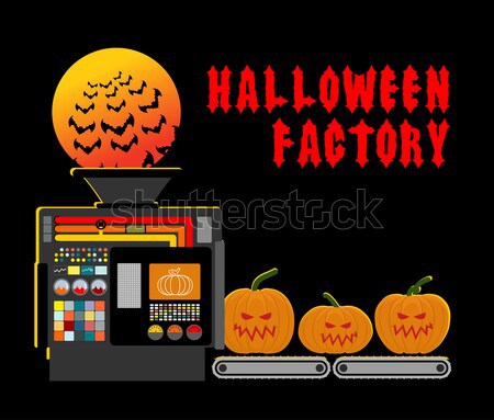 Halloween fabryki urządzenie produkcji scary dynia Zdjęcia stock © popaukropa