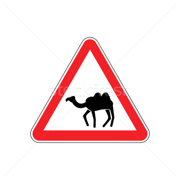 Camel Warning sign red. goof Hazard attention symbol. Danger roa Stock photo © popaukropa