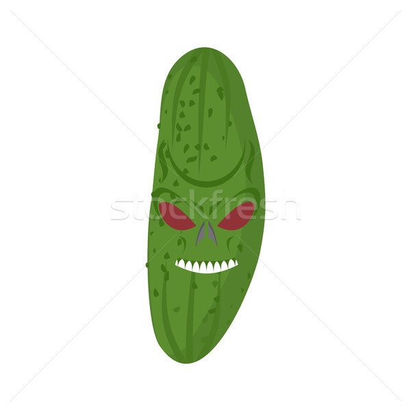 Angry cucumber. Aggressive green vegetable. Dangerous fruit Stock photo © popaukropa