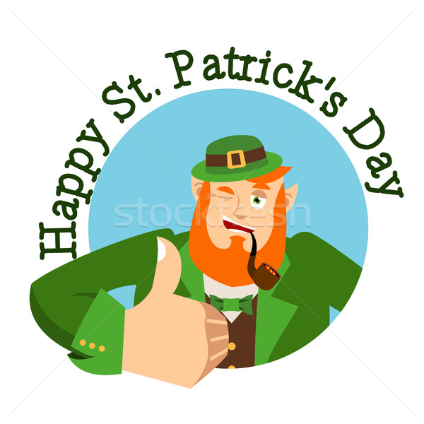 Happy St.Patrick 's Day. Leprechaun winks. Dwarf with red beard  Stock photo © popaukropa