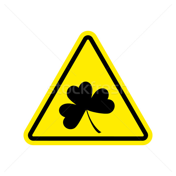 Irishman Warning. Clover on yellow triangle. Road sign attention Stock photo © popaukropa