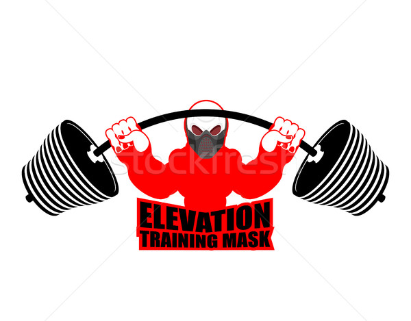 Elevation Training mask fitness. Athlete and barbell. Emblem for Stock photo © popaukropa