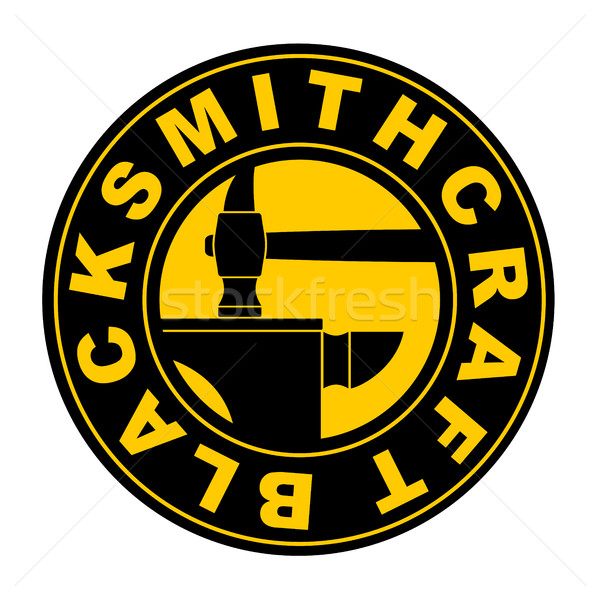 Blacksmithing emblem. Logo for smithy. Wrought iron. Hammer and  Stock photo © popaukropa