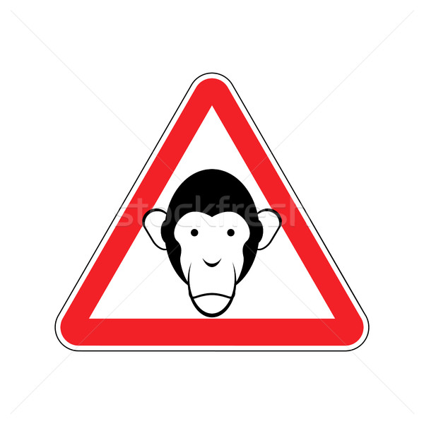 Monkey Warning sign red. Primacy of Hazard attention symbol. Dan Stock photo © popaukropa