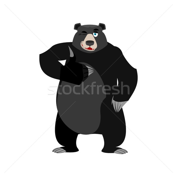 Baribal winks Emoji. American Black Bear thumbs up emotion isola Stock photo © popaukropa