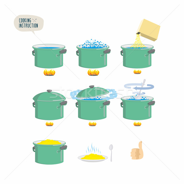 Set  icons for instruction. Infographics Cooking porridge. Stock photo © popaukropa