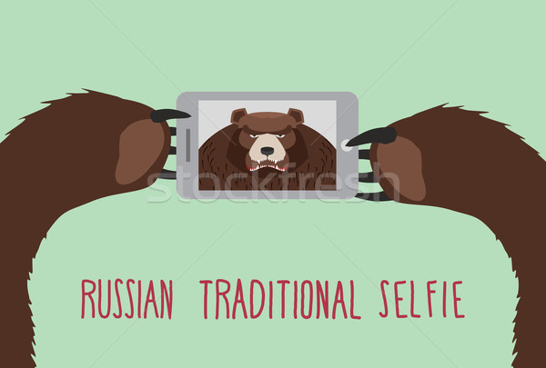 Russian tradition selfie. Bear takes pictures of herself. Stock photo © popaukropa