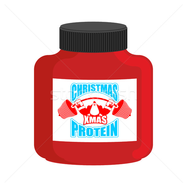 Christmas protein. Sports nutrition as a gift for holiday. Stron Stock photo © popaukropa