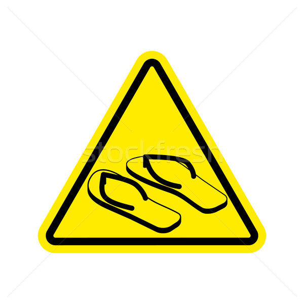 Attention slippers. Caution beach shoes. Yellow triangle road si Stock photo © popaukropa