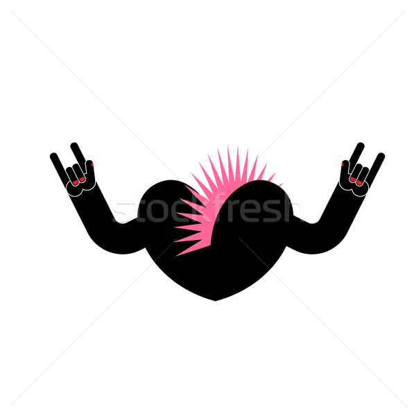 Punk coração logotipo rocha rolar mão Foto stock © popaukropa