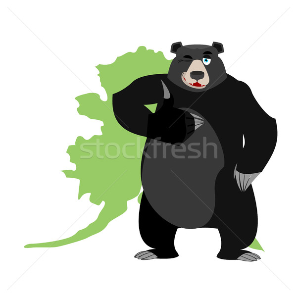 Baribal and Alaska map. American black bear Stock photo © popaukropa