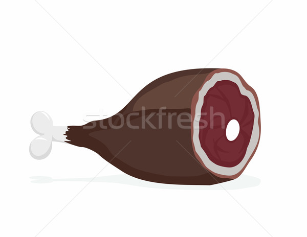Gammon. Smoked Ham. Meat on bone. Vector illustration food. Cart Stock photo © popaukropa