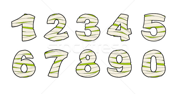 Number of mummy. Typography icon in bandages. Horrible Egyptian  Stock photo © popaukropa