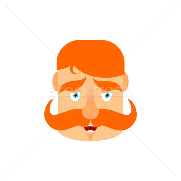 Vintage Irishman with red mustache happy Emoji. Retro Men face m Stock photo © popaukropa