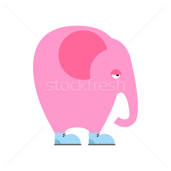 Big pink elephant in  shoes. Sad animal with trunk and big ears. Stock photo © popaukropa