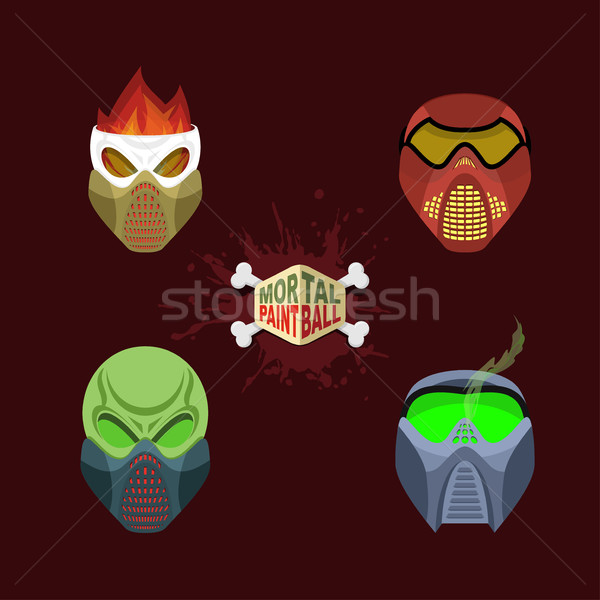 Set  paintball mask. Vector illustration Stock photo © popaukropa