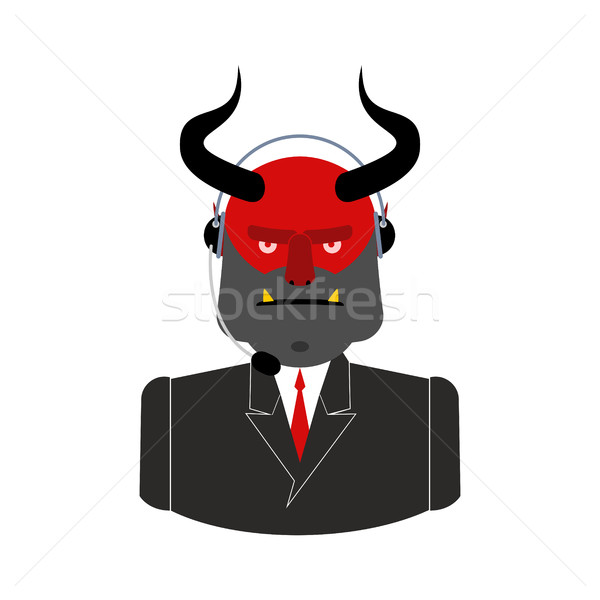 Hell call center. Satan with headset. Devil feedback operator Cu Stock photo © popaukropa