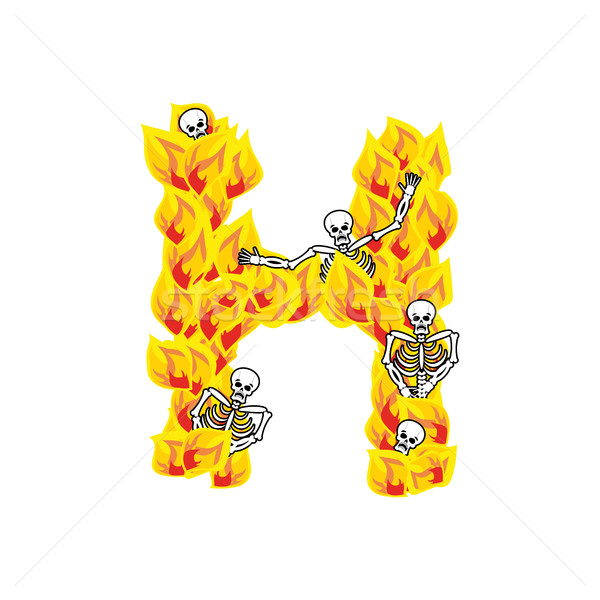 H betű lángok betűtípus tüzes tűz ábécé Stock fotó © popaukropa