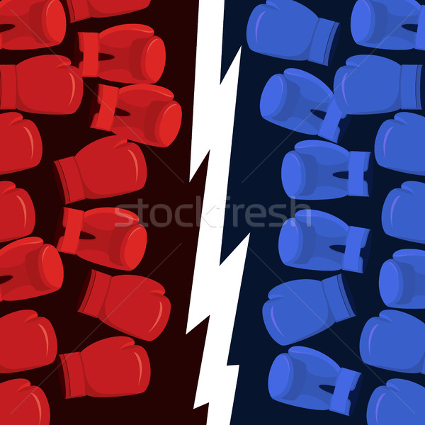 Boxing Battle team. Blue vs Reds. Gloves hit hitting. Poster for Stock photo © popaukropa