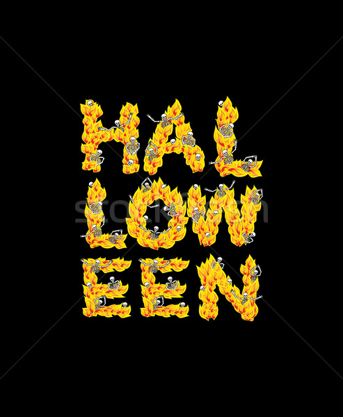 Feu halloween lettres enfer Photo stock © popaukropa