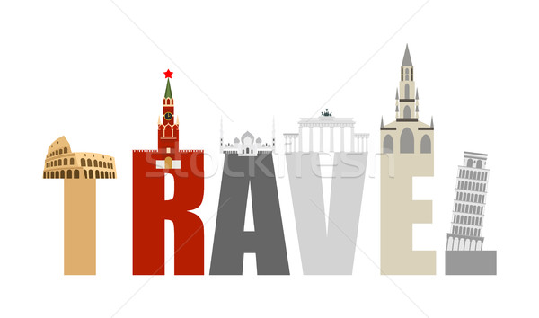 Travel Attractions and letters. Structure of  various States and Stock photo © popaukropa