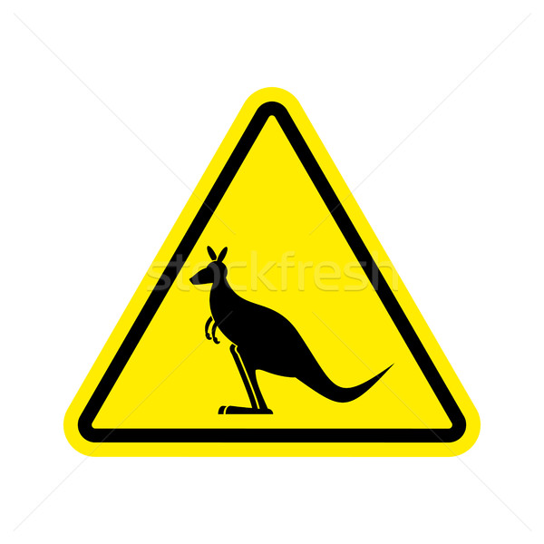 Kangaroo Warning sign. wallaby Hazard attention symbol. Danger r Stock photo © popaukropa