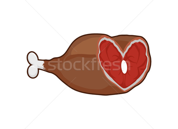 Heart ham. I love meat. Hamon isolated. Pork on bone. gammonon w Stock photo © popaukropa