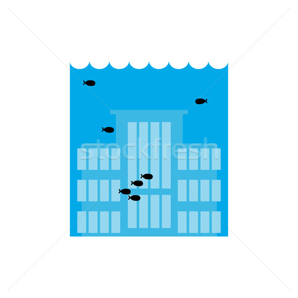 Flooding Building. many of water architecture. Deluge institutio Stock photo © popaukropa